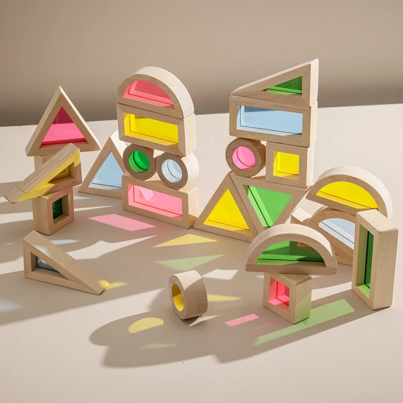 Wooden rainbow stacking blocks