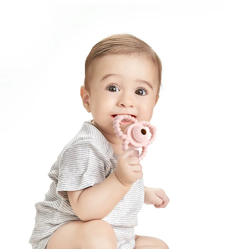 Baby silicone rattle teether