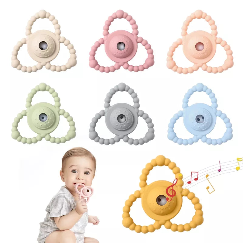 Baby silicone rattle teether