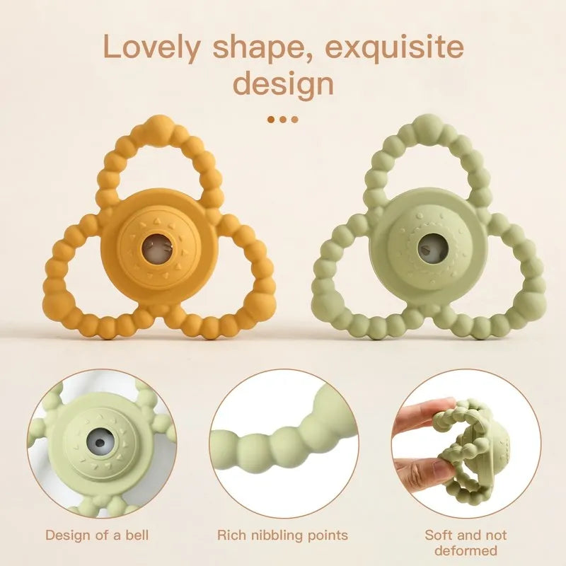 Baby silicone rattle teether